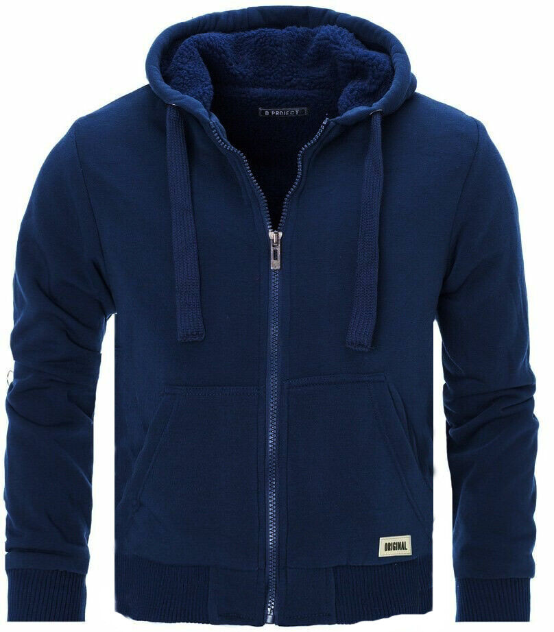 Mens Padded Borg Fleece Lined Full Zip Up Hoodie Sweatshirt Quality Jacket M-XXL - Image 5