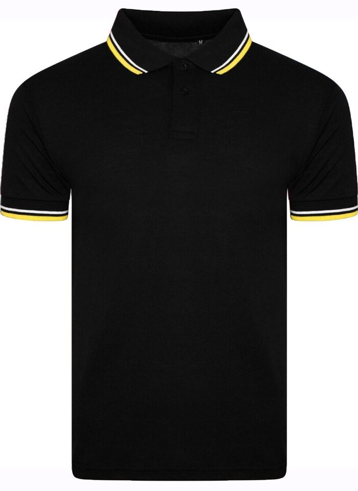 Mens Tipping Polo Shirt Short Sleeve Casual Work Wear Uniform Pique Golf Tee Top
