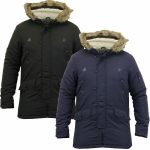 NEW BOYS KIDS WINTER RETRO PADDED PARKA PARKER JACKET FAUX FUR HOOD COAT
