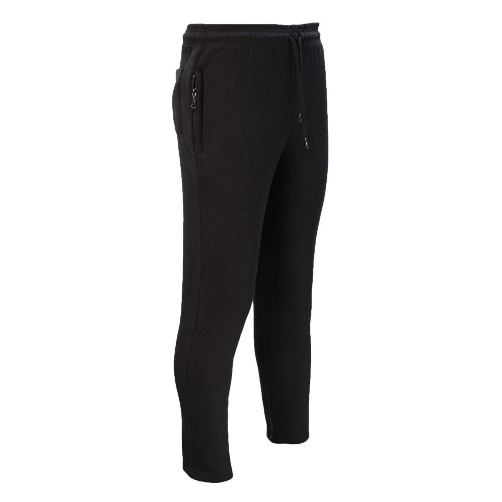 Mens Fleece Joggers Open Hem Jogging Bottoms Zip Pockets Trouser Pant New - Image 3